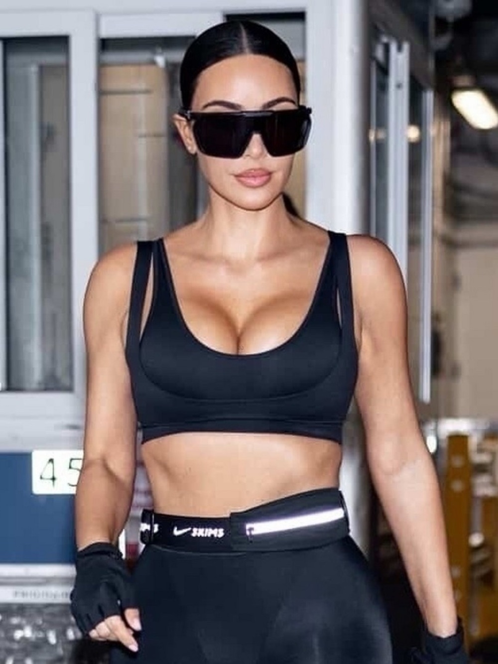NikeSKIMS • Matte Black Double Strap Scoop Sports Bra